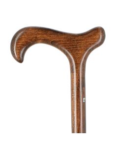 Canne avec poignée crochet en hêtre teinté marron - Fayet