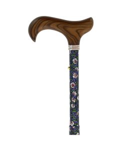 Canne pliante à motifs fleurs - Fayet