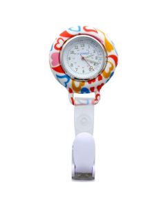 Montre infirmière à clip et motif cœurs – Comed  